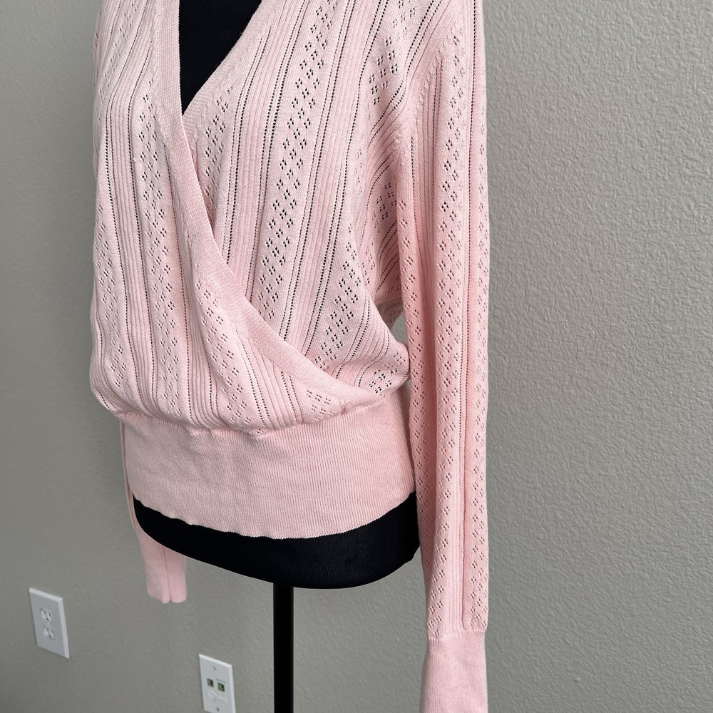 Fifteen Twenty Small Pointelle Faux Wrap Pink Top Knit Soft Girl Balletcore - Picture 4 of 9